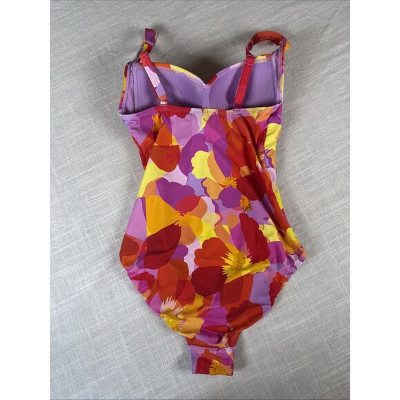 Nip Tuck Mauve Poppies Joanne Twist Front Design Tummy Control Swimsuit Sz 4 - Picture 6 of 11